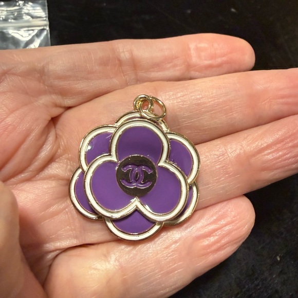 Jewelry - Fashion Purple Camellia Flower Zip Pull Charm